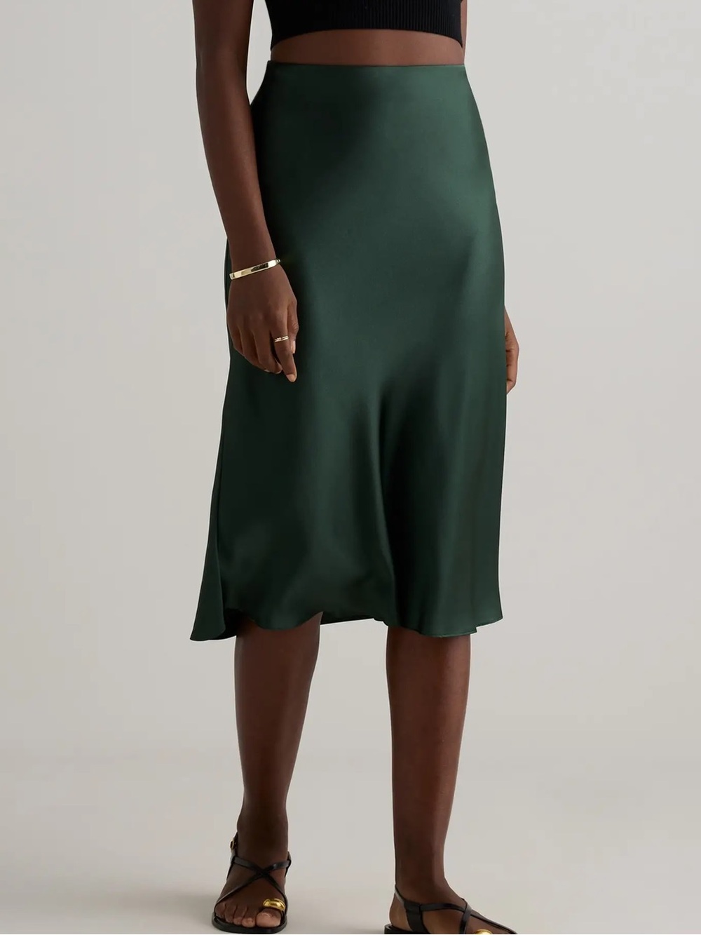 Quince Washable Silk Slip Skirt Forest Green XS